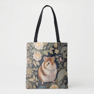 Elegant Hamster William Morris Inspired Floral Tote Bag