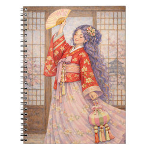 Elegant Hanbok with Fan Notebook