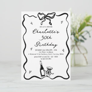 Elegant Hand Drawn 30th Birthday  Invitation