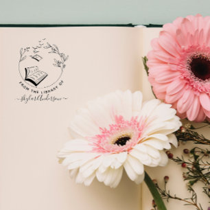 Elegant hand-drawn Book Birds From The Library Of  Self-inking Stamp