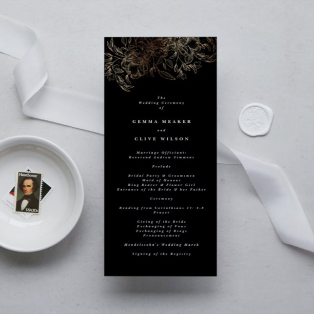 Elegant Hand Drawn Botanical Wedding Ceremony Programme (Creator Uploaded)