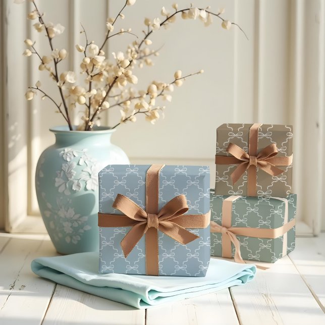 Elegant Hand Drawn Bow & Ribbon Pattern Wedding Wrapping Paper Sheet (Elegant Hand Drawn Bow & Ribbon Pattern Wedding Wrapping Paper Sheets)