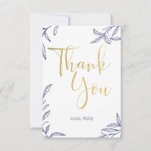 Elegant Hand Drawn Branches Flat Thank You Card