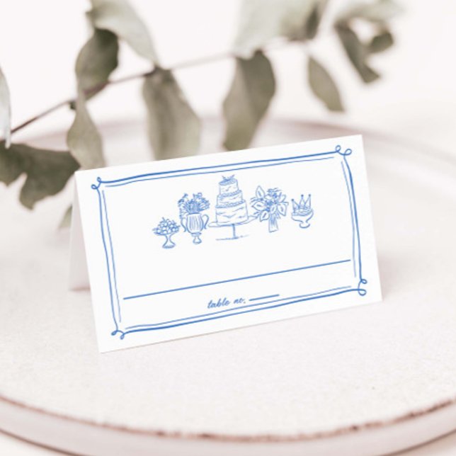 Elegant Hand Drawn Doodles Scribbles Lines Wedding Place Card (Creator Uploaded)