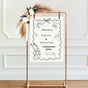 Elegant Hand Drawn Engagement Party Welcome sign