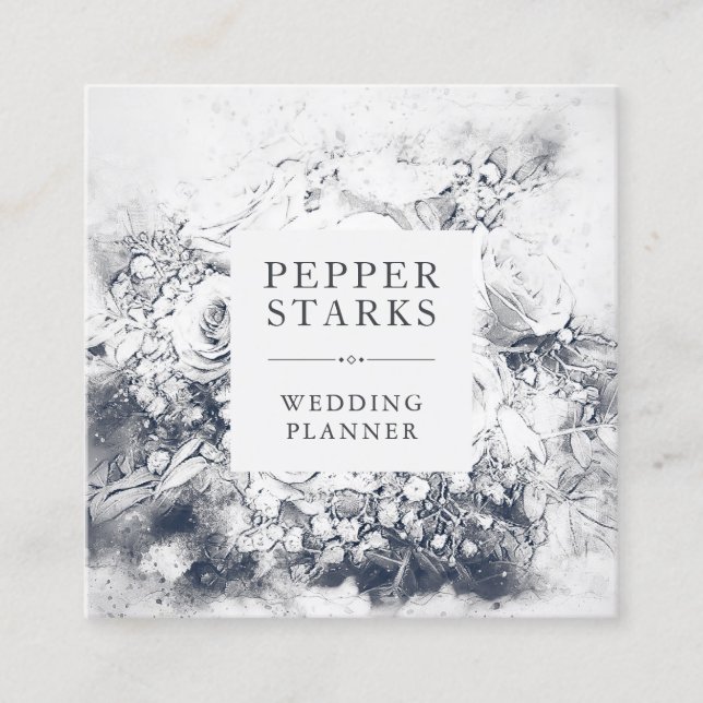 Elegant Hand-drawn Floral Bouquet | Business Card (Front)