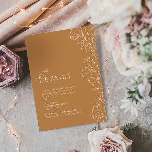 Elegant hand drawn floral golden fall details enclosure card