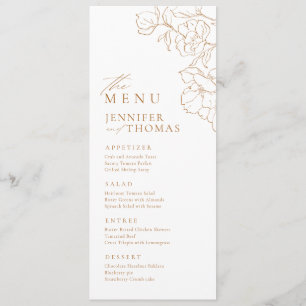 Elegant hand drawn floral golden fall wedding menu