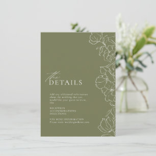 Elegant hand drawn floral sage green details enclosure card