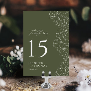 Elegant hand drawn floral sage green wedding Table Number