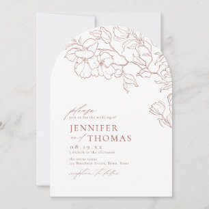 Elegant hand drawn floral terracotta arch wedding invitation