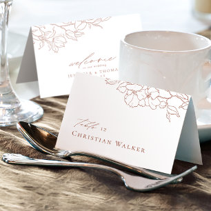 Elegant hand drawn floral terracotta Place Card