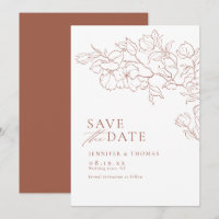 Elegant hand drawn floral terracotta wedding