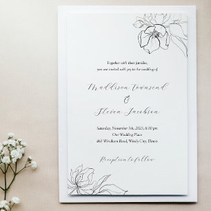 Elegant Hand Drawn Floral Wedding Invitation