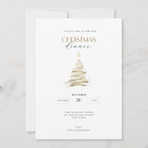 Elegant hand-drawn golden tree Christmas Invitation