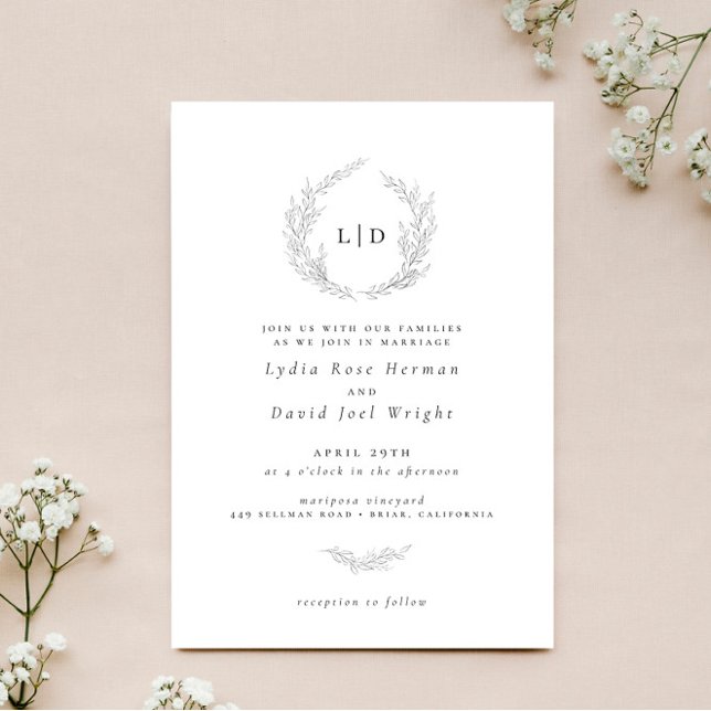 Elegant Hand Drawn Greenery Wedding Invitation (Creator Uploaded)