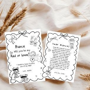  Elegant Hand Drawn Maid of honour Proposal Card