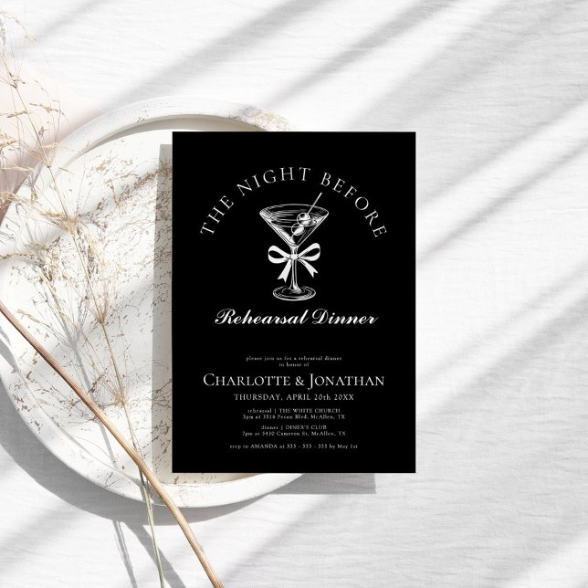 Elegant Hand Drawn Martini Rehearsal Dinner Invitation (Creator Uploaded)
