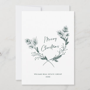 Elegant Hand Drawn Minimalist Christmas Corporate Holiday Card