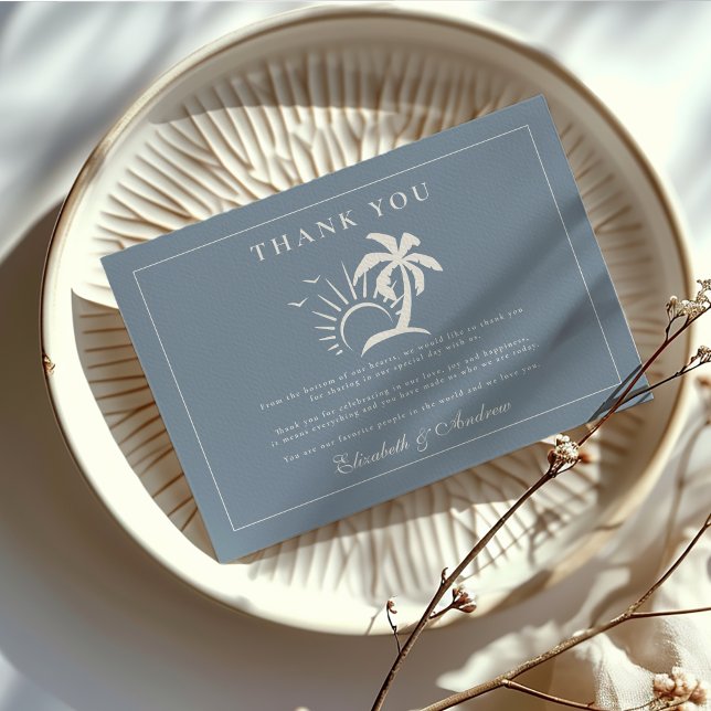 Elegant Hand Drawn Palm Tree Wedding Thank You Card (Creator Uploaded)