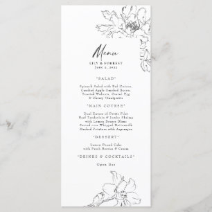 Elegant Hand-Drawn Pencil Floral Menu