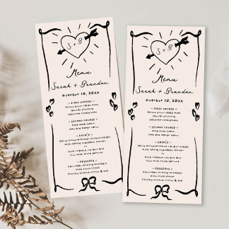 Elegant Hand Drawn Retro Black Wedding Menu