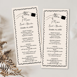 Elegant Hand Drawn Retro Black Wedding Menu