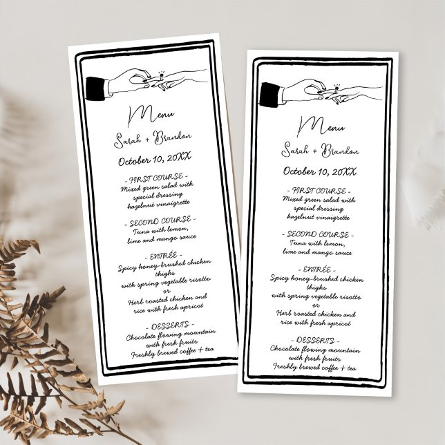 Elegant Hand Drawn Retro Black Wedding Menu (Creator Uploaded)