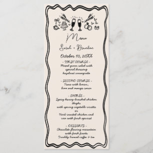 Elegant Hand Drawn Retro Black Wedding Menu
