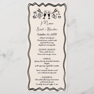 Elegant Hand Drawn Retro Black Wedding Menu