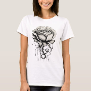 Elegant Hand-Drawn Rose Illustration T-Shirt