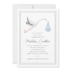 Elegant Hand Drawn Stork Boys Baby Shower