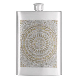 Elegant hand drawn tribal mandala design hip flask