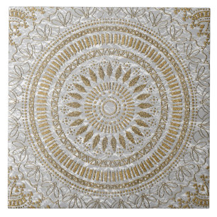 Elegant hand drawn tribal mandala design tile