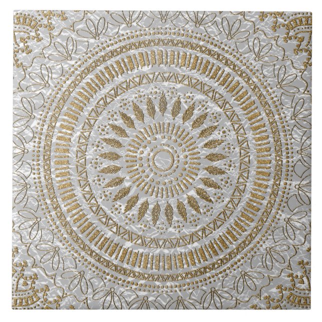 Elegant hand drawn tribal mandala design tile (Front)