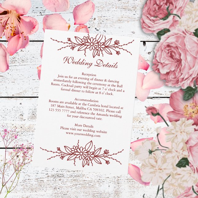 Elegant Hand Drawn Wedding Details Enclosure Card (Creator Uploaded)