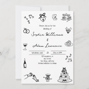 Elegant Hand Drawn Wedding Invitation