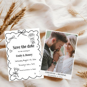 Elegant Hand Drawn Wedding Save the date Card