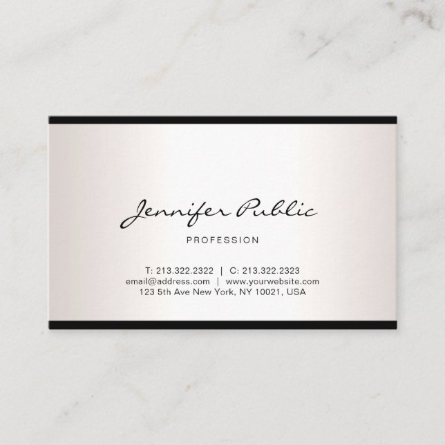 Elegant Hand Font Text Script Modern Simple Design Business Card (Front)