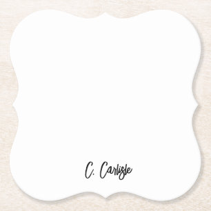 Elegant Hand-Lettered Modern Script Personalized Paper Coaster