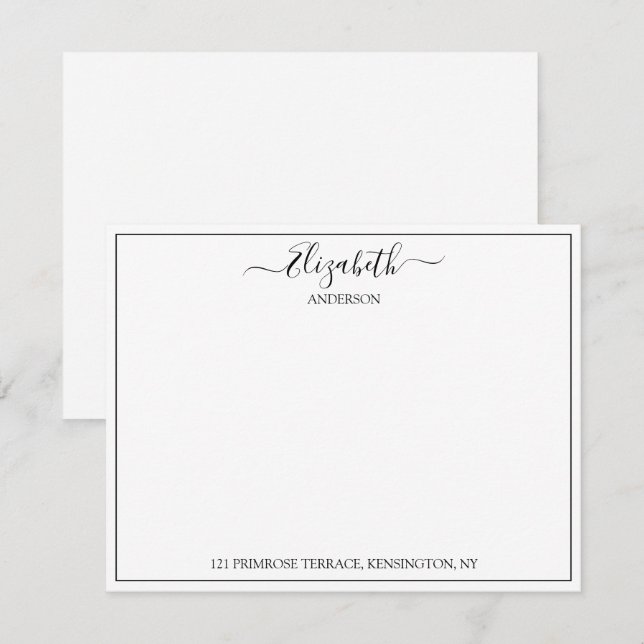Elegant Hand Lettered Name Address Correspondence  Card (Front/Back)