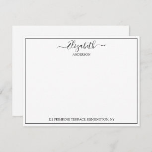 Elegant Hand Lettered Name Address Correspondence  Card
