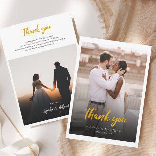 Elegant Hand-Lettered Photo Wedding Thank You Card