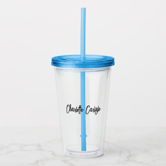 Elegant Hand Lettered Script Modern Custom Acrylic Tumbler (Front)