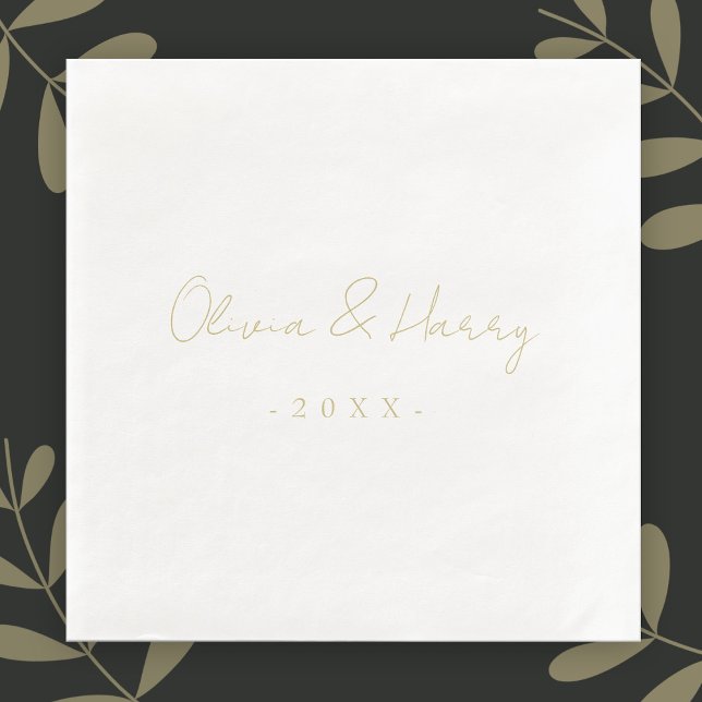 Elegant Hand Lettered Script Wedding Paper Napkin (Creator Uploaded)
