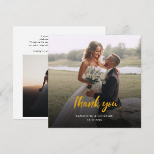 Elegant Hand-Lettered Wedding Day Photo Thank You Card