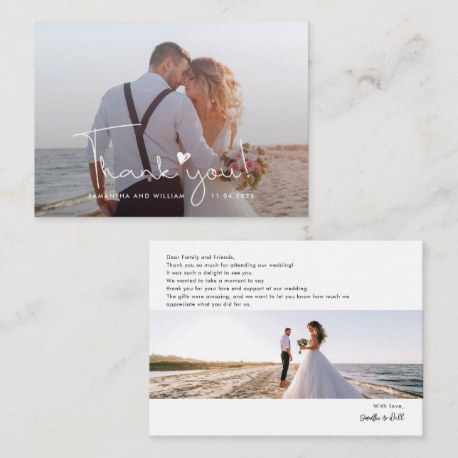 Elegant Hand-Lettered Wedding Photo Thank You Card (Front/Back)
