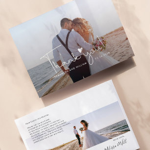 Elegant Hand-Lettered Wedding Photo Thank You Card