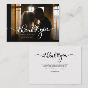 Elegant Hand-Lettered Wedding Photo Thank You Card