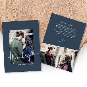 Elegant Hand-Lettered Wedding Thank You Card 